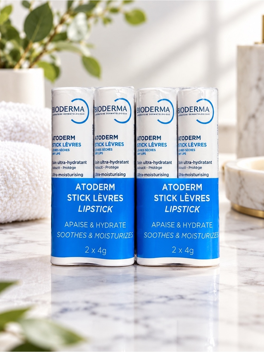 Bioderma Atoderm Moisturizing Lip Balm 4 Pack 4g Each New Sealed